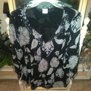 EUC Beautiful Black Sz 1X Women's Peasant style Bl